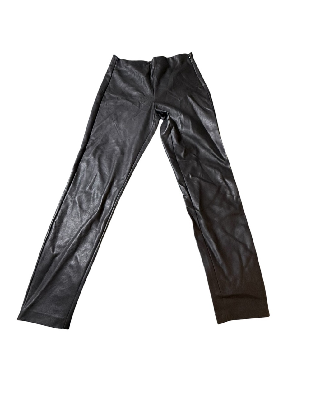 Banana Republic Devon Faux Leather Pants Side Zip Black Skinny Slim 6